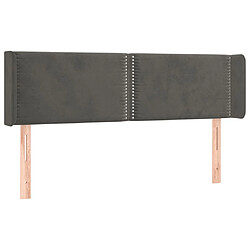 Maison Chic Tête de lit scandinave avec oreilles,meuble de chambre Gris foncé 147x16x78/88 cm Velours -MN90531