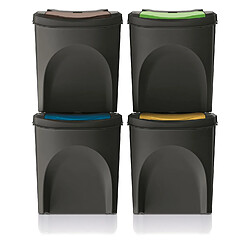 Ensemble de poubelles de recyclage 4x25L noir