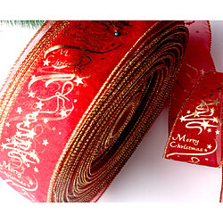 Avis C167 2Pack 2 mètres Rouge HOT Stamping Impression Ruban Ruban Décorations de Noël Mesh Ruban Arbre de Noël Ornements