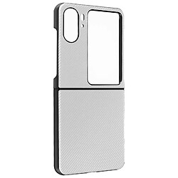 Avizar Coque pour Oppo Find N2 Flip Style carbone Conception 2 parties blanc