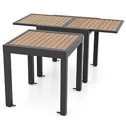 Helloshop26 Table de jardin extensible en aluminium ajustable de 80 à 160 cm table à manger extérieure rectangulaire pour 4-6 personnes naturel 20_0009421