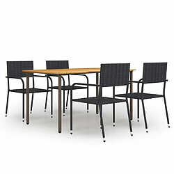 Salle à manger de jardin 5 pcs,Table et chaise à dîner Résine tressée Noir -MN26643