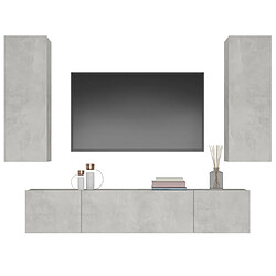 Avis vidaXL Ensemble de meubles TV 4 pcs Gris béton Bois d'ingénierie