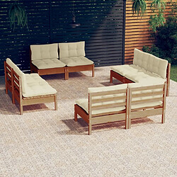 Maison Chic Salon de jardin 8 pcs + coussins - Mobilier/Meubles de jardin - Table et chaises d'extérieur crème Bois de pin -MN82277