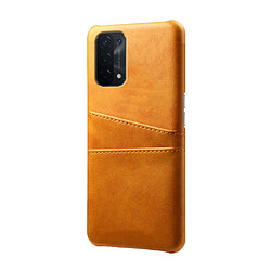 Coque en TPU + PU avec double porte-cartes orange pour votre Oppo A74 5G/A54 5G/A93 5G