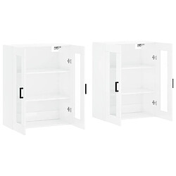 Acheter Maison Chic Lot de 2 Armoires murales,Meuble de Rangement,Armoire Suspendue blanc brillant bois d'ingénierie -MN20106