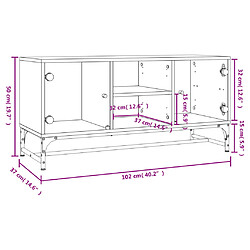 vidaXL Meuble TV avec portes en verre chêne sonoma 102x37x50 cm pas cher