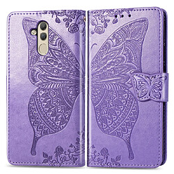 Wewoo Housse Coque Étui en cuir à rabat horizontal Butterfly Love Flowers pour Huawei Mate 20 Liteavec support et emplacements cartes et porte-monnaie violet clair