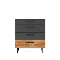 EPIKASA Commode à Tiroirs Volga, Anthracite, Panneau d'Aggloméré Mélaminé, 80x50x90 cm pas cher