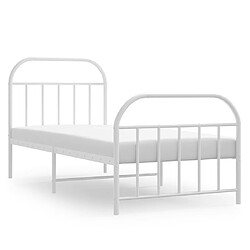 vidaXL Cadre de lit métal sans matelas avec pied de lit blanc 90x200cm