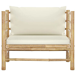 Maison Chic Canapé de jardin avec coussins | Canapé d'extérieur | Fauteuil Sofa terrasse blanc crème Bambou -MN43157