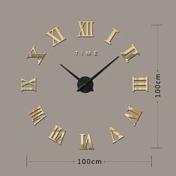 Wewoo Horloges DIY or Chambre Décoration de la Maison Sans Cadre Chiffres Romains Grand BRICOLAGE Wall Sticker Mute Horloge, Taille: 100 * 100 cm