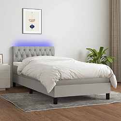 vidaXL Sommier à lattes de lit avec matelas et LED Gris clair 90x190cm