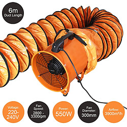 Ventilateur d'aérage d'extracteur de poussière Ventilateur portatif de vapeur d'atelier de canalisation de 300mm 6m