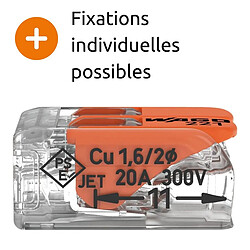 Lot de 10 bornes de raccordement S221 Compact - Connexion rapide - 2 conducteurs avec leviers 4mm² - orange - Wago pas cher