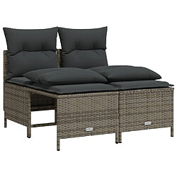 vidaXL Salon de jardin 4 pcs avec coussins gris résine tressée