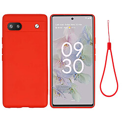 Coque en silicone antichoc, flexible avec lanière, rouge pour votre Google Pixel 6a