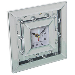 Horloge de table Alexandra House Living Argenté Bois Verre 20 x 20 x 5 cm