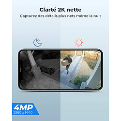 Reolink Caméra de Sécurité 4MP 2.4/5 GHz WiFi Batterie, 360° Pan/Tilt, Vision Nocturne, Détection Humaine, Argus Series B430 +Panneau Solaire