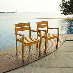 Mes Lot de 2 fauteuils de jardin 92x58,5x58 cm en teck naturel