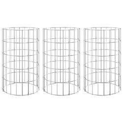 Maison Chic Jardinière,Lit surélevé - Bac à fleurs - pot de fleur à gabion circulaire 3 pcs Acier galvanisé Ø30x50cm -GKD26752