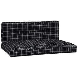 vidaXL Coussins de palette lot de 2 motif à carreaux noir tissu