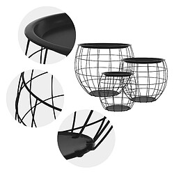 Acheter ML DESIGN MODERN LIVING Set de 3 tables d'appoint en métal noir ML-Design