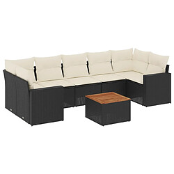 vidaXL Salon de jardin 8 pcs avec coussins noir résine tressée