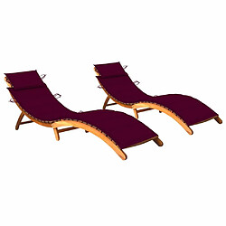 Maison Chic Lot de 2 Chaises longues avec coussins | Transat Bain de soleil Bois d'acacia solide -GKD58825