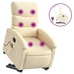 vidaXL Fauteuil inclinable de massage Crème Tissu