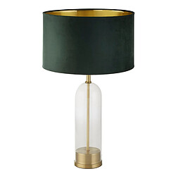 Searchlight Lampe de table en verre, laiton, abat-jour en velours vert