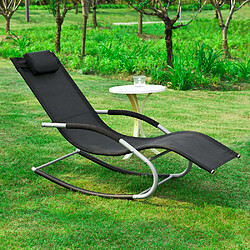 SoBuy OGS28-SCH Fauteuil à bascule Transat de jardin Bain de soleil Rocking Chair - Noir