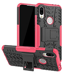 Wewoo Coque Renforcée Pneu Texture TPU + PC Housse de protection antichoc pour Xiaomi Redmi 7 avec support Rose