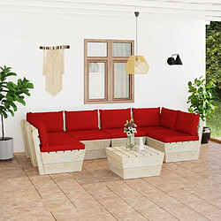 Maison Chic Salon de jardin palette 7 pcs avec coussins - Table et chaises d'extérieur - Mobilier/Meubles de jardin Moderne épicéa imprégné -MN65847