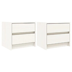 Maison Chic Lot de 2 Tables de chevet - Tables de Nuit blanc 40x31x35,5 cm bois de pin massif