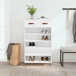 Maison Chic Armoire à Chaussures,Meuble de Rangement à Chaussures blanc 60x35x105 cm bois d'ingénierie -MN21399