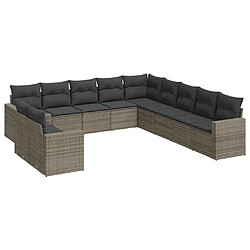 Maison Chic Salon de jardin 11 pcs avec coussins | Ensemble de Table et chaises | Mobilier d'Extérieur gris résine tressée -GKD67671