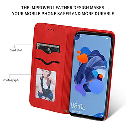 Wewoo Housse Coque Pour Huawei Nova5i Pro Retro Skin Feel Business en cuir à rabat horizontal magnétique rouge