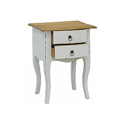 Aubry Gaspard Table de nuit 2 tiroirs en bois blanc.