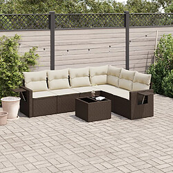 vidaXL Salon de jardin avec coussins 7 pcs marron résine tressée