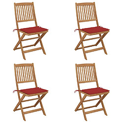 vidaXL Chaises pliables de jardin lot de 4 avec coussins Bois d'acacia