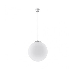 Luminaire Center Suspension UGO verre/acier blanc/chrome 1 ampoule pas cher