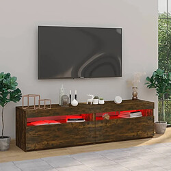 Avis Maison Chic Meubles TV 2 pcs avec lumières LED - Banc TV pour salon Chêne fumé 75x35x40 cm -MN89684