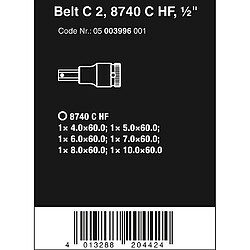 Jeu de douilles mâles Wera Belt C 2 Zyklop 05003996001 7 pièces 6 pans intérieurs 1/2 (12.5 mm) 1 set