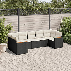 Maison Chic Salon de jardin 7 pcs avec coussins | Ensemble de Table et chaises | Mobilier d'Extérieur noir résine tressée -GKD99182