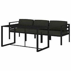 Avis Maison Chic Ensemble de 4 Tables et chaises d'extérieur avec coussins,Salon de jardin Aluminium Anthracite -GKD737535