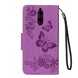 Avis Wewoo Housse Étui Violet pour Huawei Mate 10 Lite Vintage Floral Motif de papillon en relief flip en cuir avec fente carte et titulaire portefeuille lanière