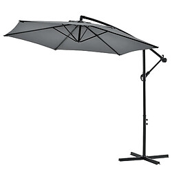 Parasol Déporté Hexagonal avec Manivelle Inclinable Robuste Toile Imperméable Protection UV Polyester Acier Diamètre 270 cm Gris [casa.pro]