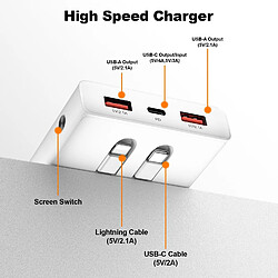 Avis SANAG Power Bank 13000 Mah Avec 2 Câbles Intégrés, Batteries Externes, Chargeur Portable Pd Chargeur Rapide Avec Affichage Led, Batterie De Secours Pour Iphone, Android, Etc (1 Pièce) - Blanc