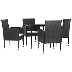 vidaXL Ensemble à manger de jardin 5 pcs noir résine tressée et acier